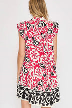 New Summer Floral Ruffled Cap Sleeve Tiered Dress – Feminine and Playful Floral Dress with Ruffled Cap Sleeves