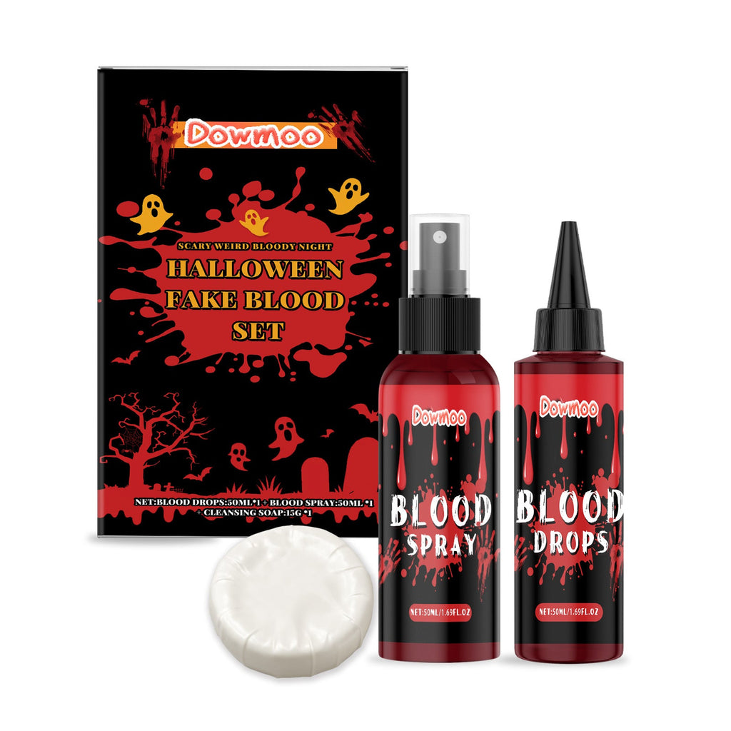 3-piece Set Washable Simulation Fake Blood Filming Horror Realistic Special Effects Makeup Set Pi-Mart