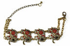 Colorful Bead Elephant Bracelet Gold Tone Antique Charm
