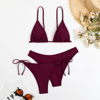 Essential Edge 3-Piece Bikini Set for Women – Solid Color High-Cut Triangle Top Two-Style Bottoms with Side Lace-Up Design & Quick-Drying Comfort – Versatile Women's Swimwear for Summer Pool Beach & Travel Stevvex