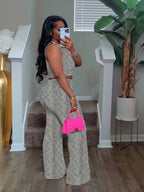 2 Piece Sets Womens Outfits Elegant Stretchy Knitted Summer Suit Sexy Sleeveless Top and Pant Suit Wholesale Dropshipping Purplish Diva