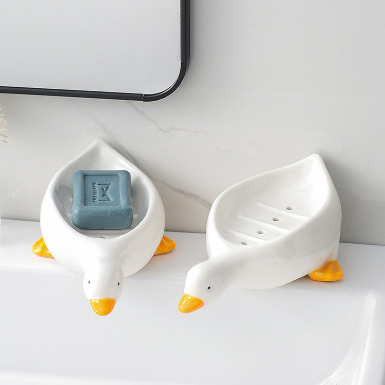 Cartoon Creative Cute Duck-shaped Ceramic Soap Box Pi-Mart
