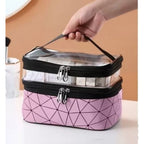 Transparent Cosmetic Bag, Double cosmetic bag, portable large capacity waterproof multi-functional portable makeup bag, travel skin care product storage bag, toilet bag for College Dorm Camp Gym - SJB-DIAMOND ELITES