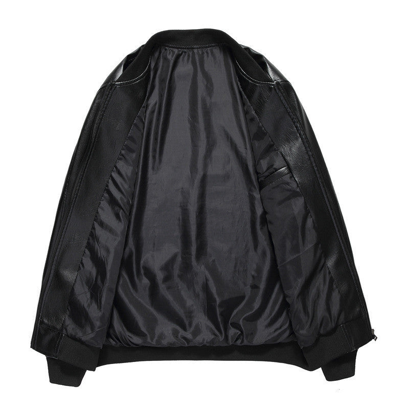 Men's Leather Jackets Spring And Autumn Plus Cashmere Men's Loose Pi-Mart