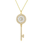 S925 Sterling Silver Key Diamond-studded Necklace Pi-Mart