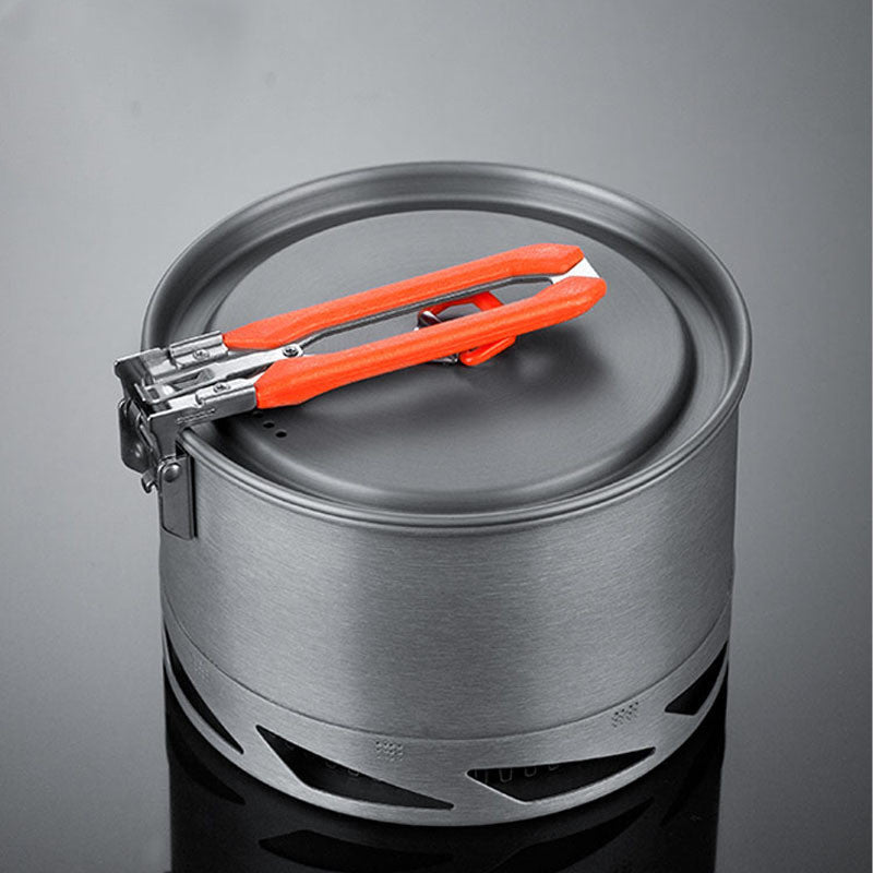 Camping Utensils Dishes Cookware Set For Picnic Hiking Heat Exchanger Pot Kettle Outdoor Tourism Tableware Heat Collecting Hard Alumina Pi-Mart