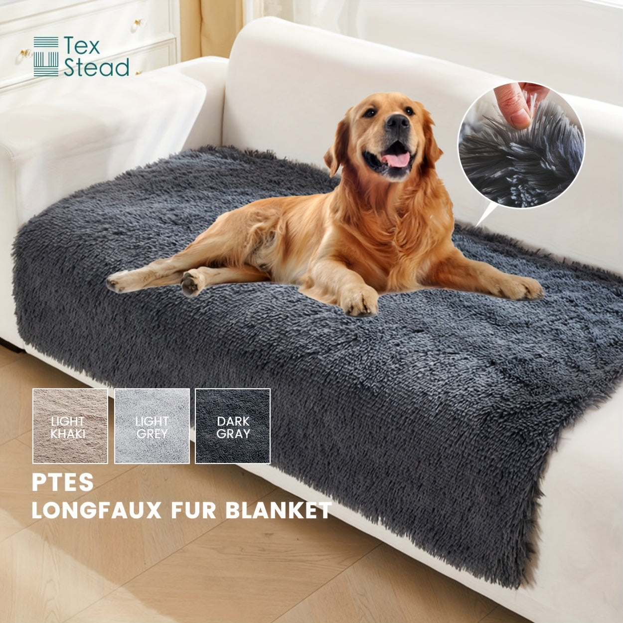 1pc Long Plush Dog Blanket, Soft Dog Throw Blanket, Reversible Dog Calming Bed Mat Sofa Cover Lootquake LLC