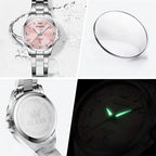 Women's Stainless Steel Watch Purple Dial Luminous Date