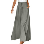 Women's Fashion Wide Leg Elastic Waistband Wide Leg High Waist Long Dress Pants Pi-Mart