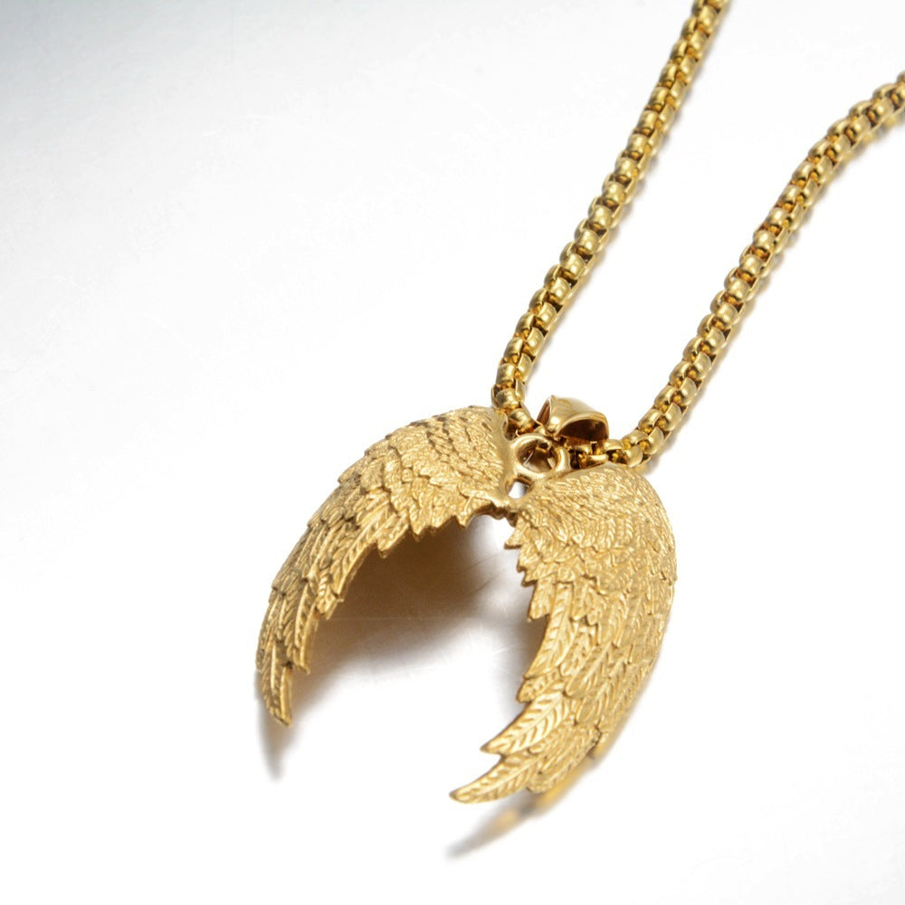Feather Wings Retro Titanium Steel Personality Punk Necklace Pi-Mart