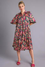 Full Size Printed Satin Midi Dress Plus Size Beautiful Women Dress Unique Design Dress Stevvex