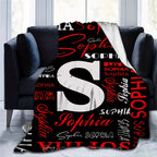 1pc Personalized Name Flannel Blanket - Cozy & Warm, Customized with Your Letters - A Perfect Commemorative Gift for Loved Ones, Ideal for Napping, Camping, & Travel Adventures
