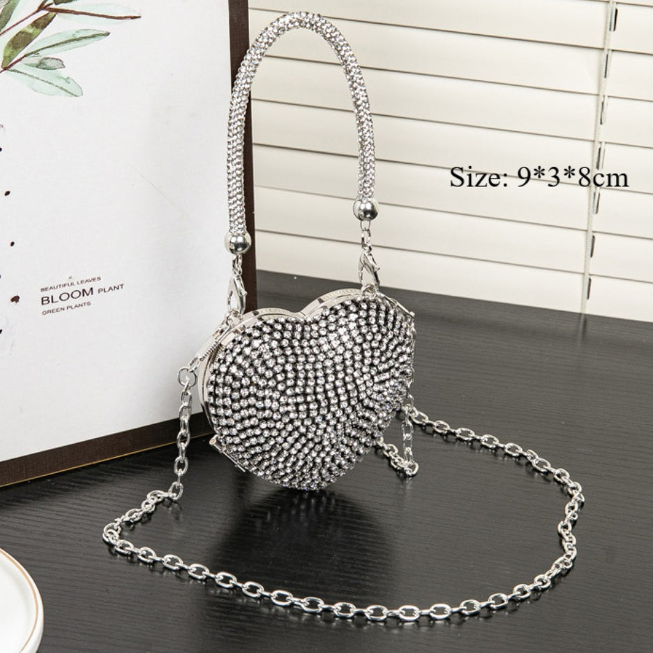 Rhinestone Dinner Bag, Mini heart purse, Small and Exquisite Shiny Dress Bag, Ball Bag, Prom Bag, Party Purse, Prom Bags Clutch, Wedding Purse Evening Purse - SJB-DIAMOND ELITES