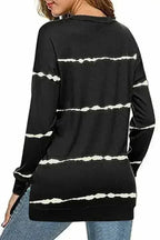 Womens Tie-dye Stripes Black Sweatshirt - SJB-DIAMOND ELITES
