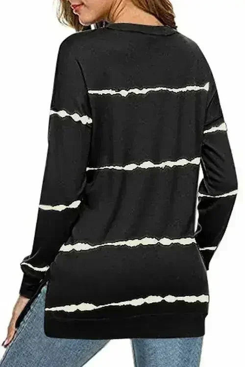 Womens Tie-dye Stripes Black Sweatshirt - SJB-DIAMOND ELITES