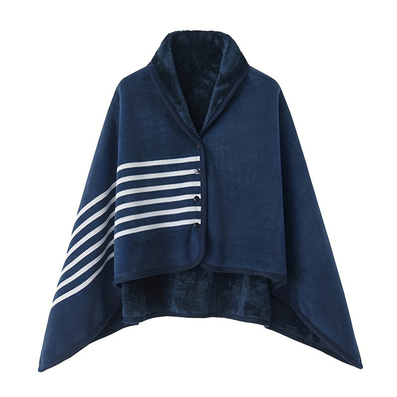 1pc Cozy Polar Fleece Shawl Blanket - Soft Double Layer Thick Plaid Pattern, Warm Autumn and Winter Wearable Throw Blanket for Office, Home, and Outdoor - Perfect for Chilly Days and Gift Giving
