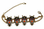 Handmade Gold Tone Owl Bracelet With Colorful Bead Drops