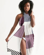 Sheer Sarong Swimsuit Cover Up Wrap / White Grid