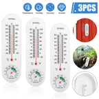 3PCS Wall Thermometer Indoor Outdoor Mount Garden Greenhouse Home Humidity Meter