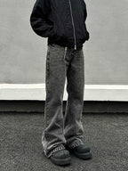 Washed Distressed Gray Skinny Jeans Men's Straight Pants Lootquake LLC