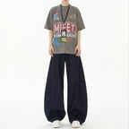 High Waist Dark Blue Wide Leg Jeans