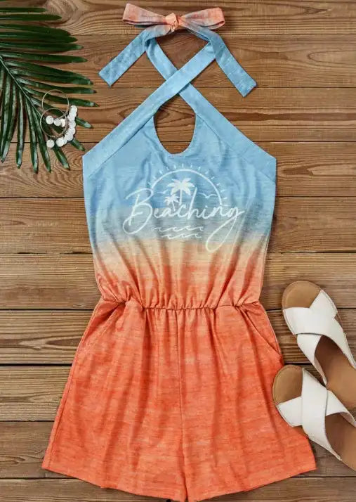 Ladies' Printed Neck Hanging Fashion Jumpsuit - SJB-DIAMOND ELITES