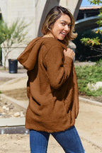 Women Full Size Teddy Hooded Jacket with Pockets Cozy Casual Jacket Comfortable Women Jacket Stevvex