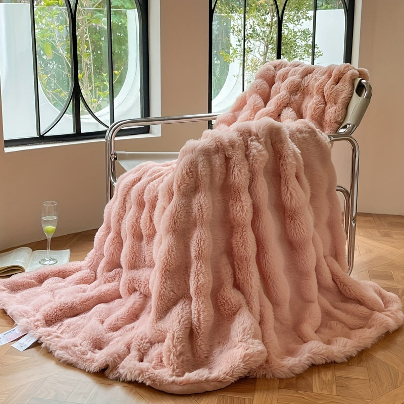 1pc Super Soft Faux Rabbit Fur Blanket - All Seasons Wool Blanket for Bedroom, Office, Camping, and Travel - Warm and Comfortable - Perfect Home Decoration Lootquake LLC