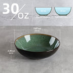 Creative Western  Kiln Change Peacock Green Bowl 30oz Bowl Set Of 4 For Cereal, Salad, Pasta, Soup, Dessert, Serving Dishwasher, Microwave And Oven Pi-Mart