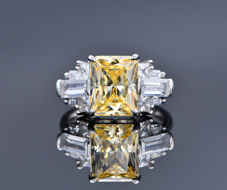 Sterling Silver 8X10 Ice Cut Ring High Carbon Diamond