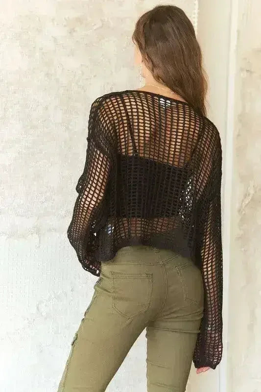 ADORA Crochet Long Sleeve Knit Top – Femstylo - SJB-DIAMOND ELITES
