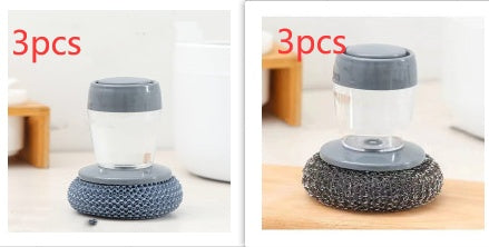 Kitchen Soap Dispensing Palm Brush Cleaner Push-type Brush Kitchen Detergent Tools Pi-Mart