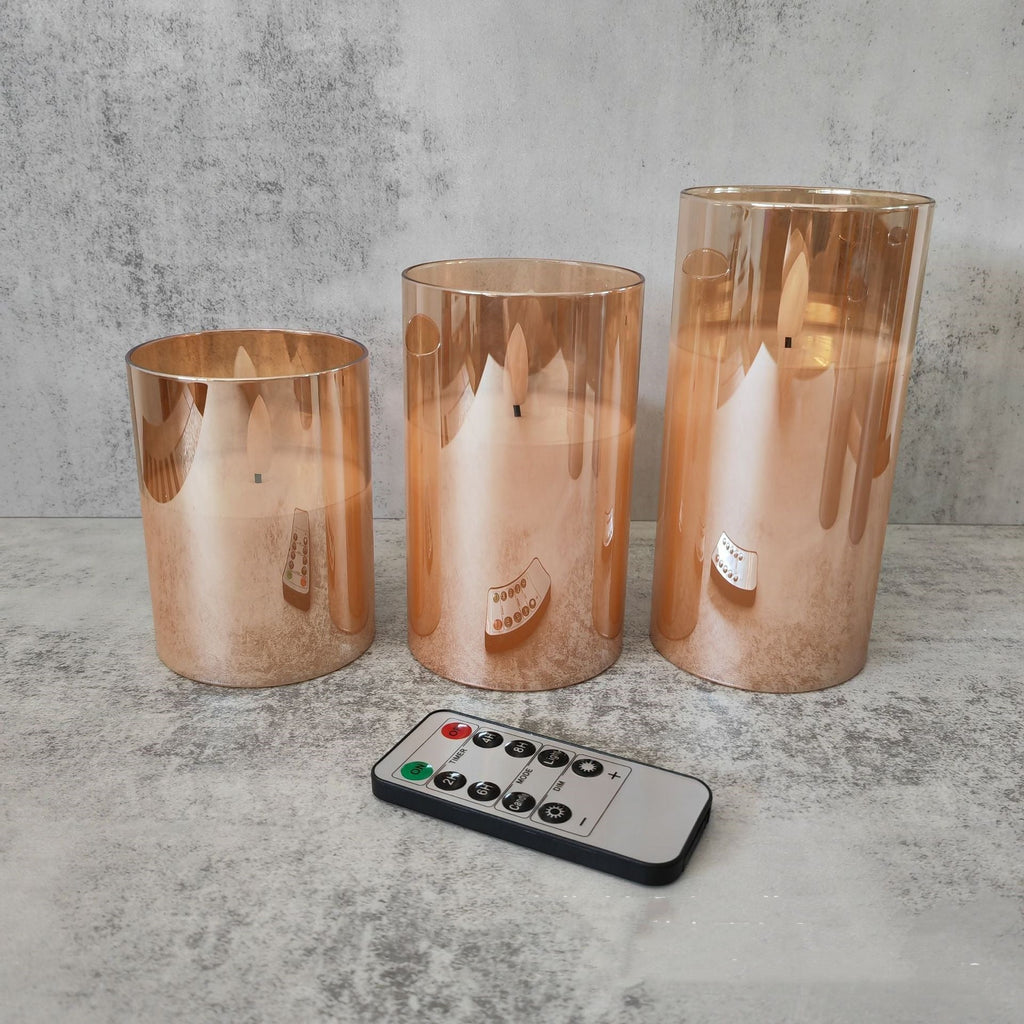 Electroplated Glass LED Electronic Candle Lights Wholesale Rechargeable Pi-Mart