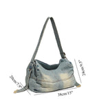 Washed old denim hobo bag, large capacity hobo shoulder bag, sweet cool babes underarm Retro denim shoulder bag - SJB-DIAMOND ELITES