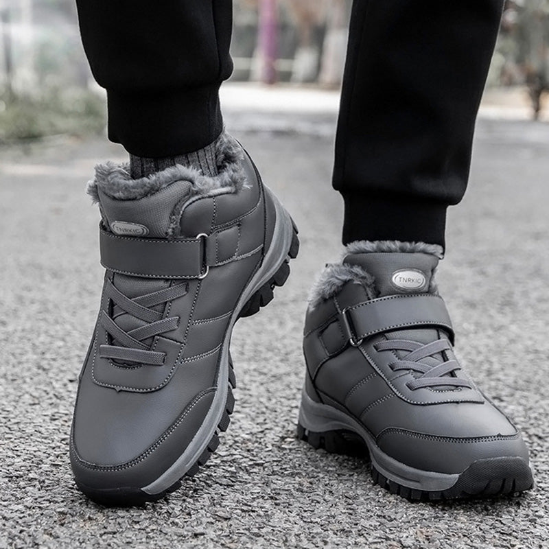 Winter Boots Women Men Warm Plush Velcro Snow Boots Climbing Hiking Shoes Pi-Mart