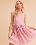 Round Neck Mini Tank Dress For Women – Stylish Everyday Essential, Comfortable Ruched Detail, Versatile Casual Dress for Effortless Looks Stevvex