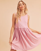 Round Neck Mini Tank Dress For Women – Stylish Everyday Essential, Comfortable Ruched Detail, Versatile Casual Dress for Effortless Looks Stevvex