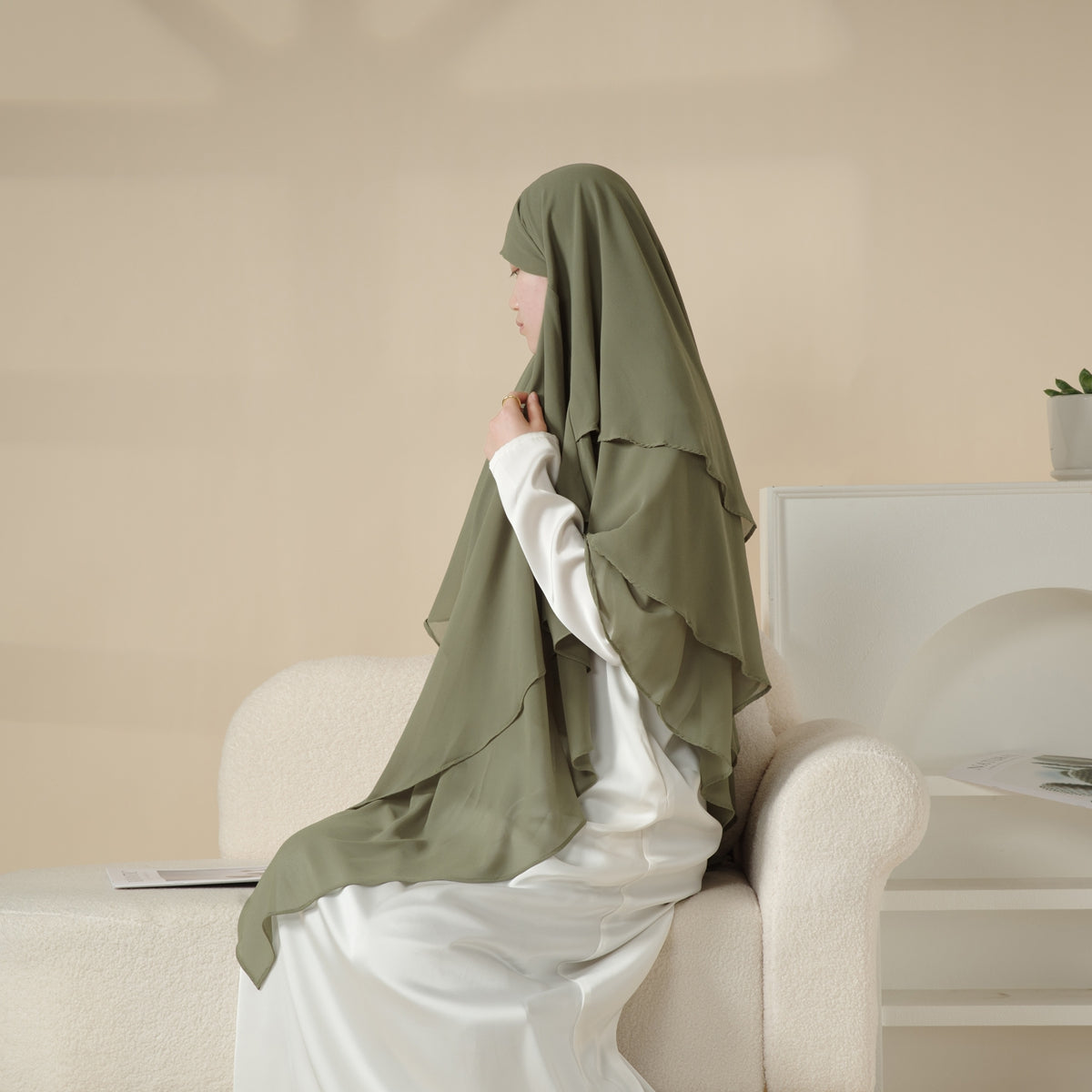 MK017 Scarf 3-Layer Long Khimar - SJB-DIAMOND ELITES
