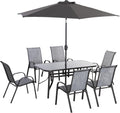 Eight Piece Patio Furniture Set with Umbrella and Chairs Lootquake LLC
