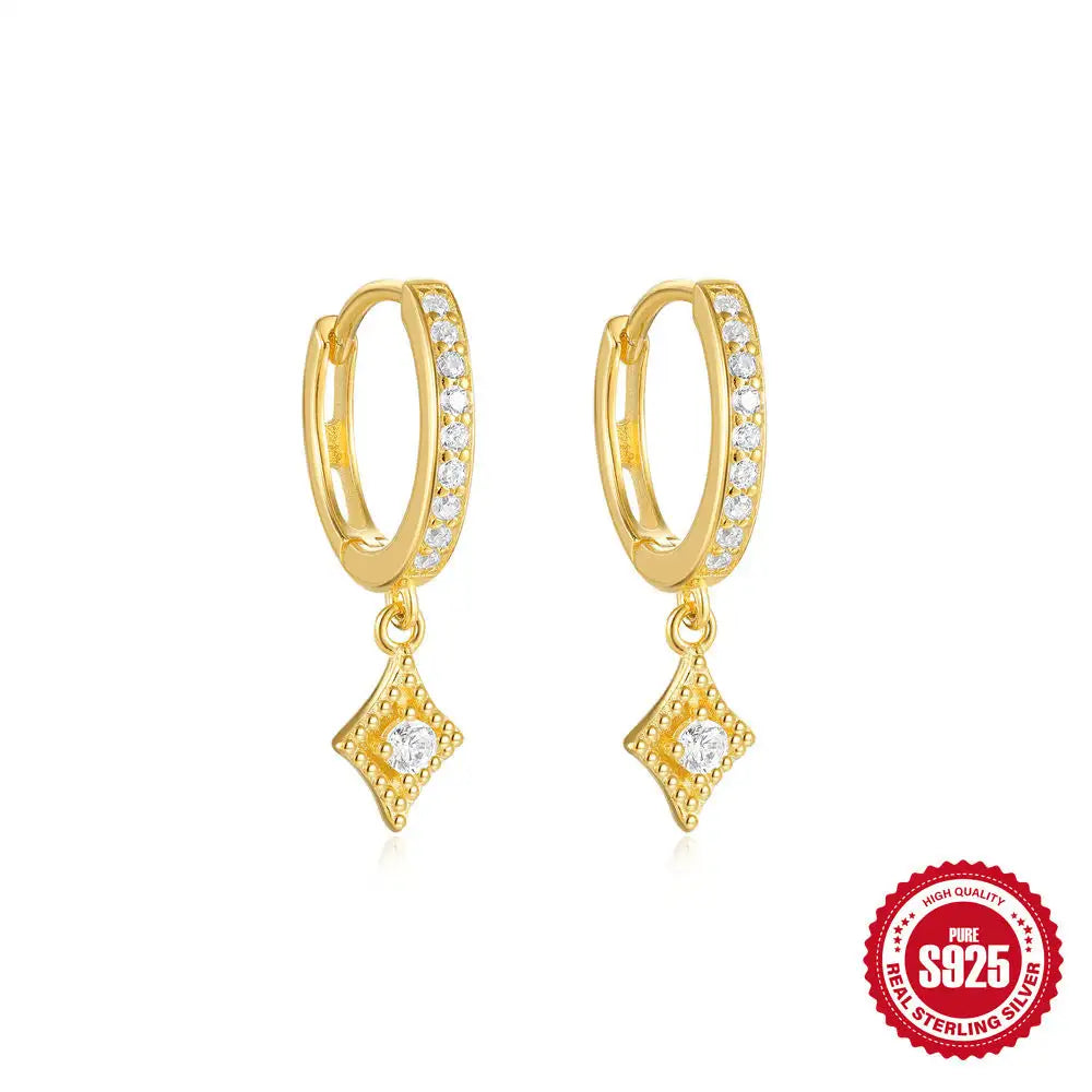 S925 Sterling Silver Diamond Ear Ring