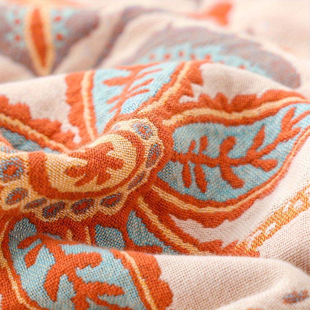 1pc Cotton Embroidered Tassel Blanket Bohemian Style Pattern Nap Cover Quilt Sofa Blanket Bed Sheet Bed Blanket