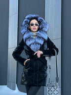 Genuine Silver Fox Fur Down Fill Coat - SJB-DIAMOND ELITES