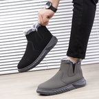 Winter Snow Boots Men V Cutout Shoes With Plush Ankle Boots Pi-Mart