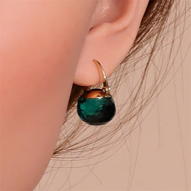 European And American Stylish Round Crystal Ear Clips Women