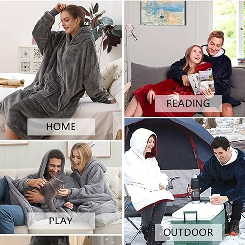 1pc Unisex Giant Hoodie Blanket - Cozy, Ultra-Soft & Warm, Oversized Wearable Sweatshirt with Big Pocket - Perfect for Adults, Men & Women Lounging Comfort Lootquake LLC