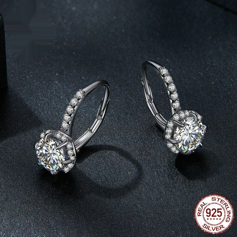 Sterling Silver Simple Elegant Moissanite Earrings Pi-Mart