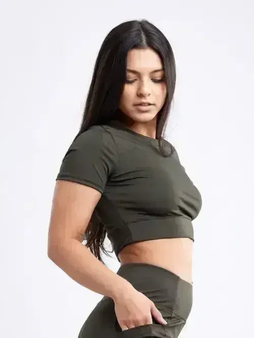 Women's Lightweight Short-Sleeve Crop Top - Workout & Casual - SJB-DIAMOND ELITES