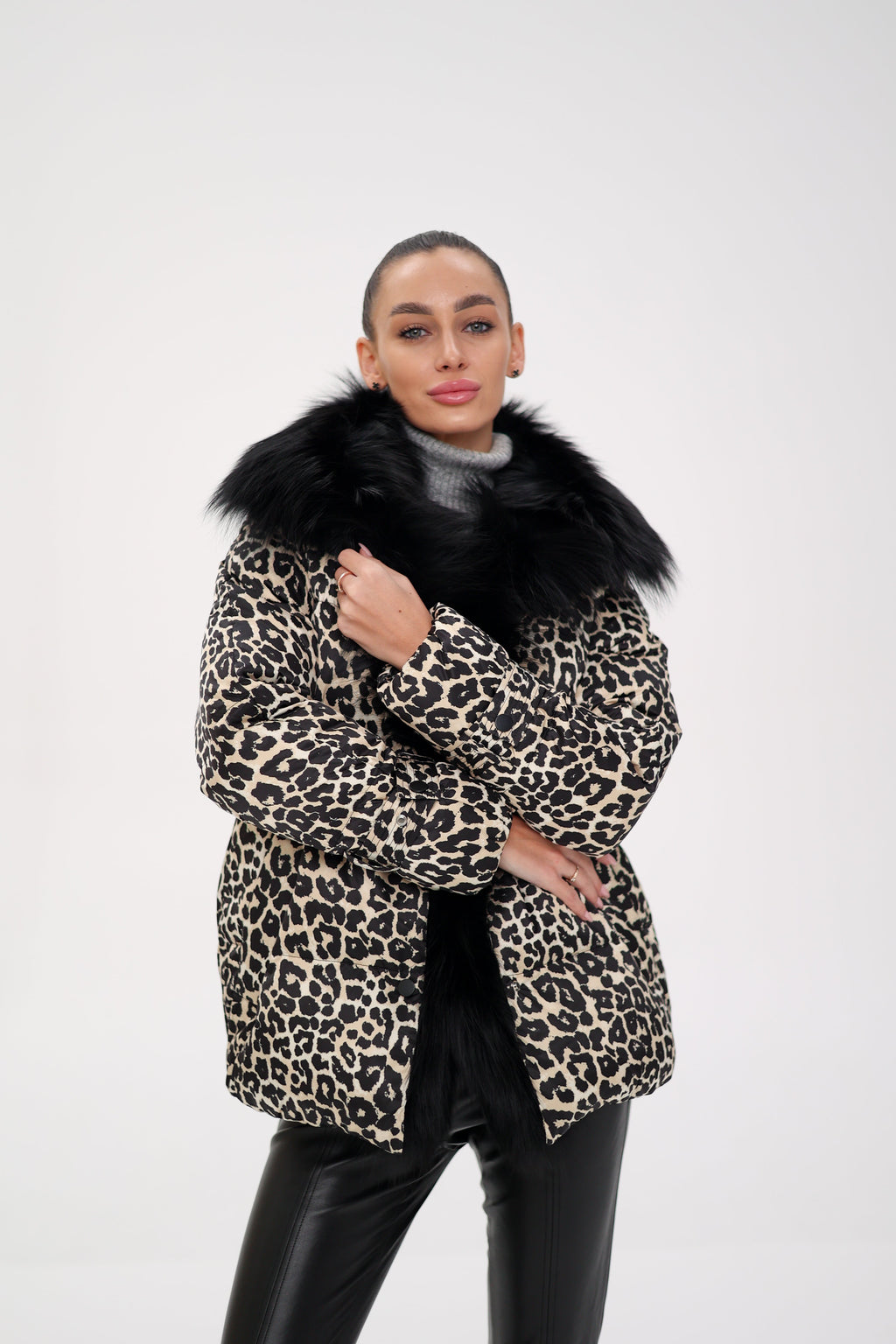 Genuine Polar Fox Leopard Luxe Down Parka - SJB-DIAMOND ELITES