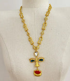 Minority Design Vintage Red Lip Nose Eye Pendant Necklace