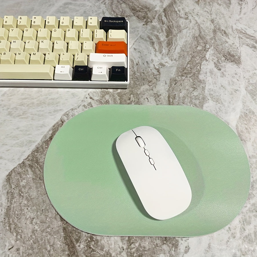 [Small Solid Color Mouse Pad] Oval Small Mouse Pad Single-sided Solid Color Universal Non-slip Pad Mouse Pad Suitable For Laptop Office Faux Leather Gaming Mouse Pad Lootquake LLC